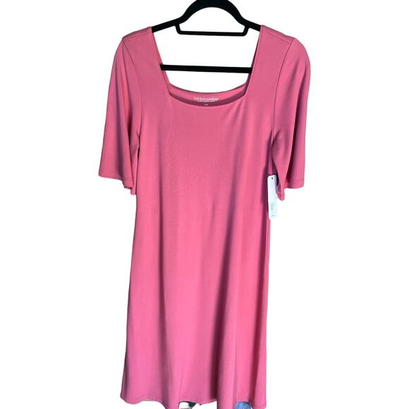 NWT SOFT SURROUNDINGS pink midi dress size S small short sleeve scoop neck - Picture 1 of 9